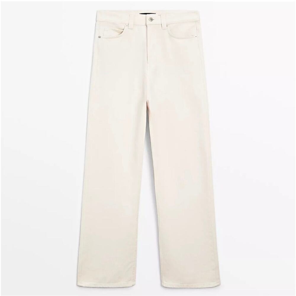 Massimo Dutti Women's Cream High Rise Wide Leg Jeans Size 4 - Picture 11 of 11